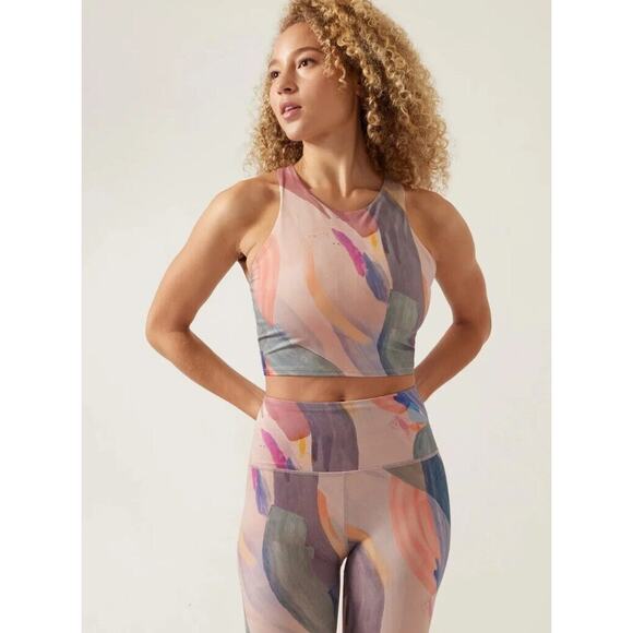 NWT Athleta Conscious Crop‎ Printed D-DD+ Vibrant Pink Orchid 3XL MSRP $64 - Picture 4 of 4